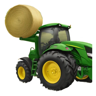 Round hay bail being picked up by bail forks on a John deer tractor sticker