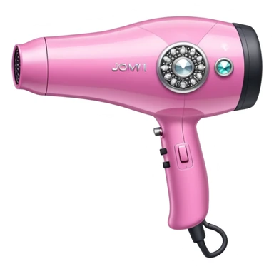 pink elegant blow dryer with diamonds and jewelry sticker
