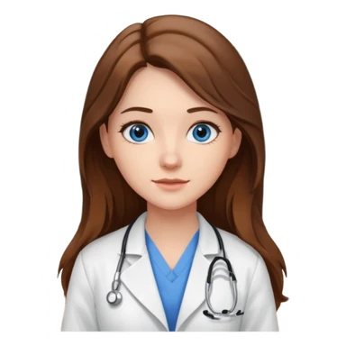 pretty female nursing student with long brown hair, blue eyes inside a classroom at university sticker