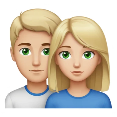 Couple with a girl with blonde haire and green eyes and a boy with brown hair and blue eyes sticker