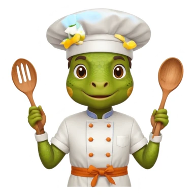 iguana chef cooking sticker