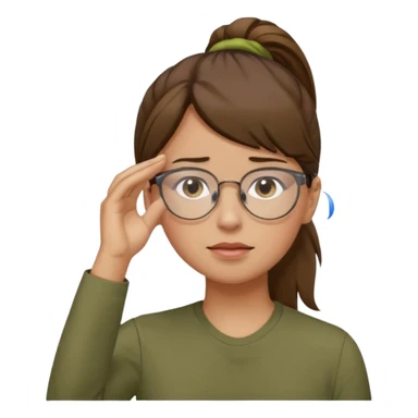 Brown hair pony tail glasses Salute with tear coming out eye sticker