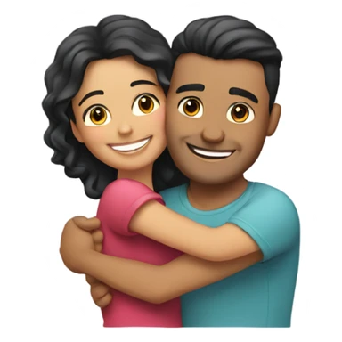 Hispanic couple hugging with big smiles sticker