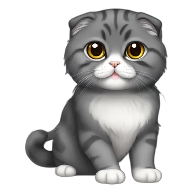 all dark grey Scottish Fold Cat long hair sticker