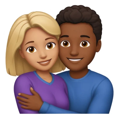 Ebony couple, light skin female brown skin male cuddling  sticker