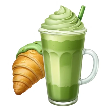iced matcha latte and a pastry sticker