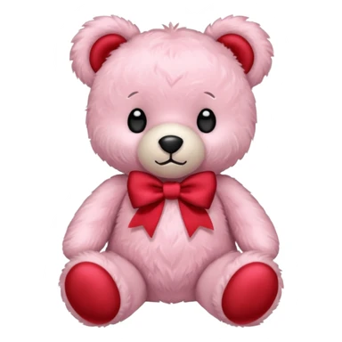 Light Pink teddy bear with red bow sticker