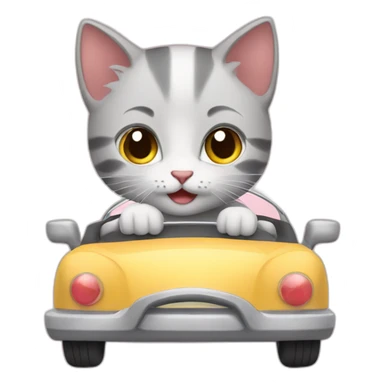 Cute kitten driving a car sticker