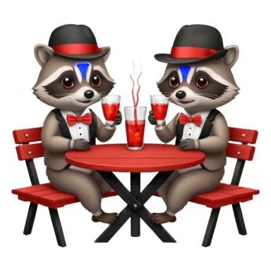Two raccoons sharing a drink sticker