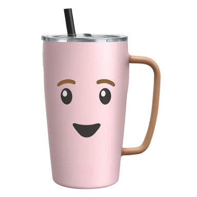 Light pink 40oz Stanley tumbler with handle and straw sticker