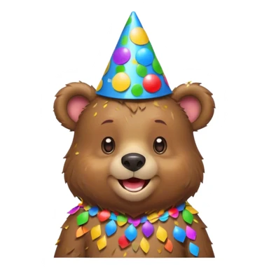 Partying bear cub with confetti  sticker