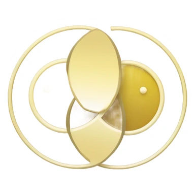 two overlapping circles in a rich yellow color (#FFD700). The circles should be identical in size and overlap by about 30-40% in the center, creating a vesica piscis shape. The design should be clean and minimal with a solid fill sticker