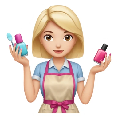 female nail master with buff and gel polish in hand  sticker