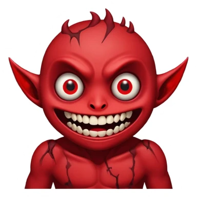 Super idol with a cursed devious demonic killer smile and he has no teeth and there is 5 small BØB eyes in his mouth and his eyes are very very VERY big and the background is a destroyed abandoned city that’s red as hell and super idol is so red it’s a little hard to see him sticker