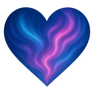heart with a swirling aurora effect, digital illustration, no background, more blue and pink sticker
