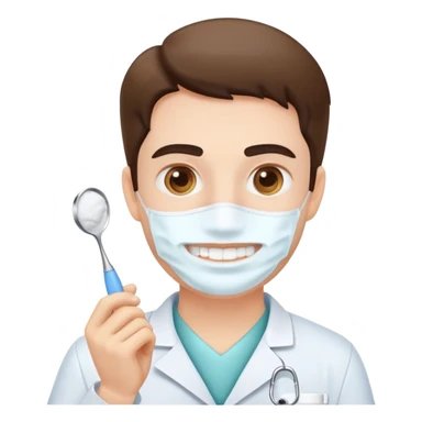 a dentist with white powder sticker