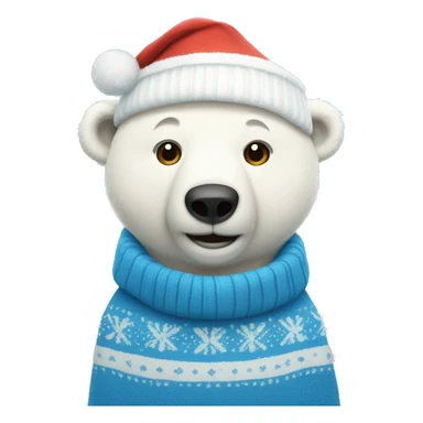 polar bear wearing a cute blue christmas jumper sticker