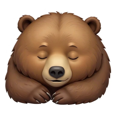 Meme-Worthy Cute Sleeping Grizzly Bear Portrait Emoji, Head resting peacefully with a contented smile, showcasing a massive, robust build and a luxuriously soft deep brown fur, eyes shut in a serene, restful nap, Simplified yet hilariously adorable features, highly detailed, glowing with a soft, drowsy light, high shine, relaxed and utterly lovable, stylized with an air of playful laziness, bright and heartwarming, soft glowing outline, capturing the essence of a comically sleepy grizzly, so meme-worthy it feels like it could instantly become the next viral sensation of adorable slumber! sticker