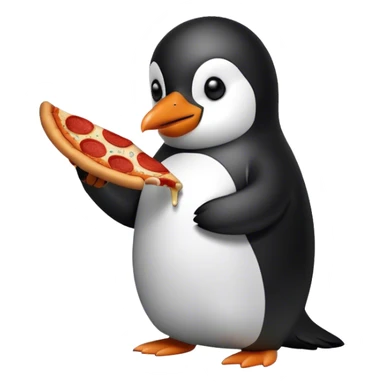 Penguin eating pepperoni pizza  sticker