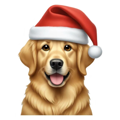 golden retriever with christmas hat sticker