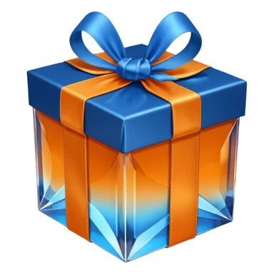 crystal orange gift box with blue ribbon sticker
