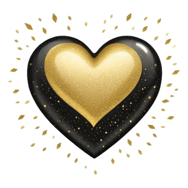 Black heart with gold sparkle sticker