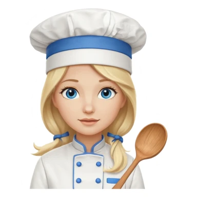 Long Blonde hair blue eyed female chef sticker