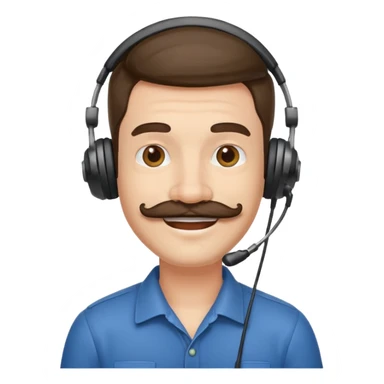 receptionist face fat mustached guy with headpset sticker
