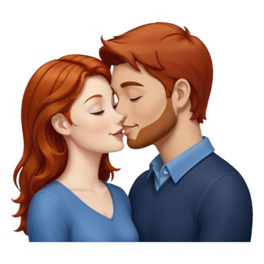 kissy face between brown hair man and redhead woman sticker