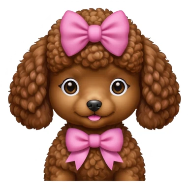 Brown toy poodle with pink bow sticker
