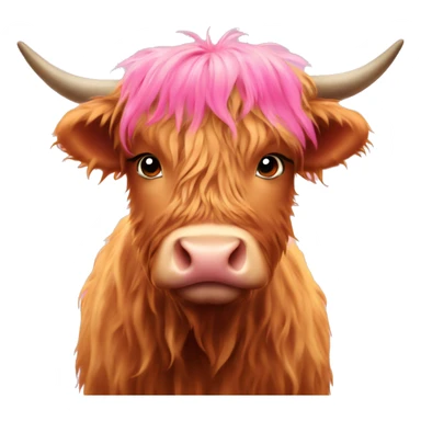 cute highlandcow with pink hearts around the head sticker