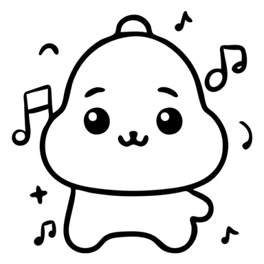 Tralaleritos, cute character with music notes around it sticker