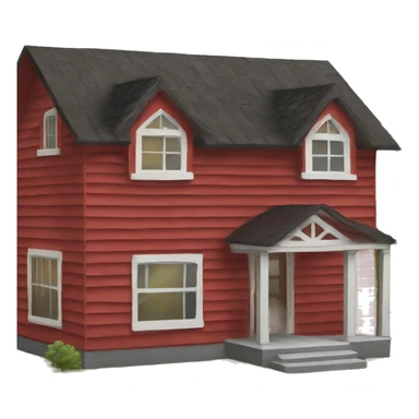 Red wooden house sticker