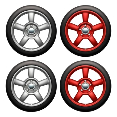 Emoji-style car membership badges: silver wheel, bronze exhaust, red rims, black spoiler, gold wheel — in progression." sticker
