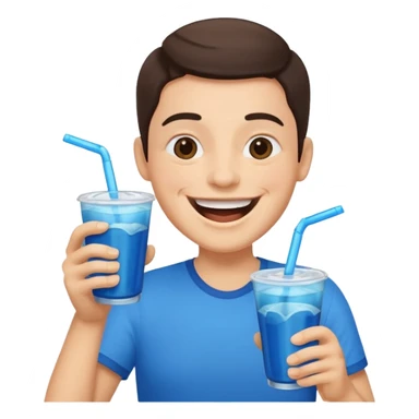 laughing face holding a double cup of blue drank sticker