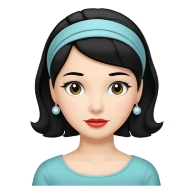 1950s black hair woman with hairnband sticker