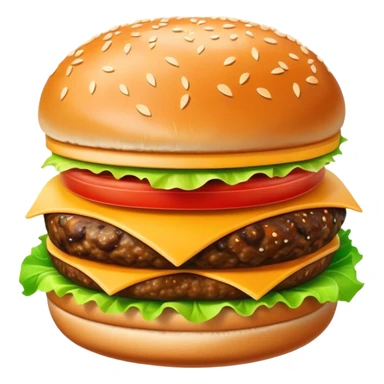 delicious juicy hamburger with cheese, lettuce, tomato sticker