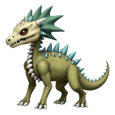 Skeletal Cubone-Salandit-Electrike-Zygarde-Marowak-Poochyena-Litten-Fakémon-hybrid-creature (full body), 4 legs sticker