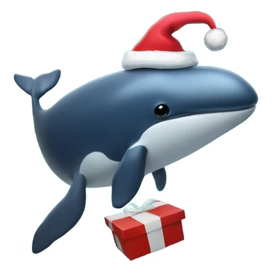 Whale in outer space with a Santa hat sticker