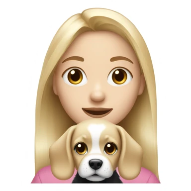 blonde haired girl with black and white puppy sticker
