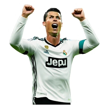 cristiano ronaldo doing the SIU celebration with the hands in the end position of the SIU celebration sticker