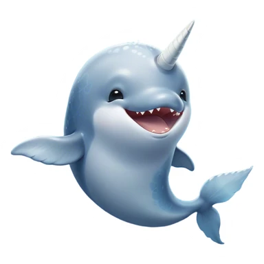 Cinematic Cute Yawning Cute Narwhal Portrait Emoji, Head tilted slightly with a dramatic, wide-open yawn, showcasing a streamlined, elegant body with a gracefully curling tusk and sleepy, half-closed eyes, Simplified yet irresistibly adorable features, highly detailed, glowing with a soft, cozy oceanic glow, high shine, relaxed yet expressive, stylized with a hint of whimsical marine ease, soft glowing outline, capturing the essence of a drowsy yet affectionate cute narwhal that appears ready to stretch and yawn its way out of the screen! sticker