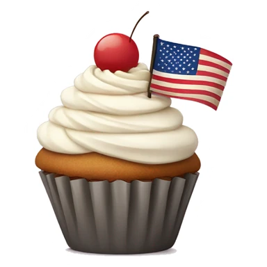Happy cupcake with an American flag sticker