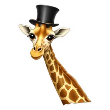 Profile of a giraffe wearing a top hat sticker