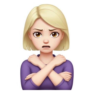 Arms crossed holding neck angry girl sticker