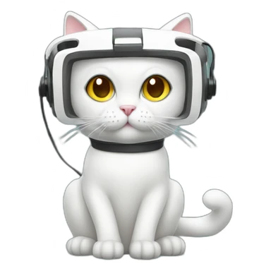 sitting white cat in vr headset christmas sticker