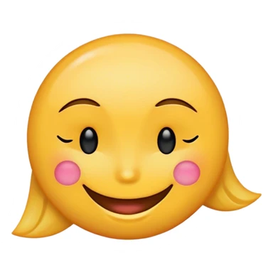 female yellow smiley face emoji, winking sticker