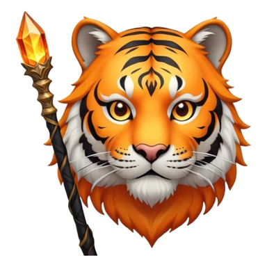 wizard tiger face with magical staff and spellcasting for Twitch emote sticker