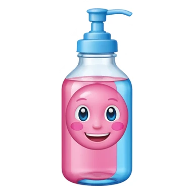 Smiling grin baby oil bottle pink blue top  sticker