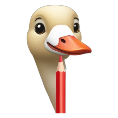 a geese holding a red pencil sticker